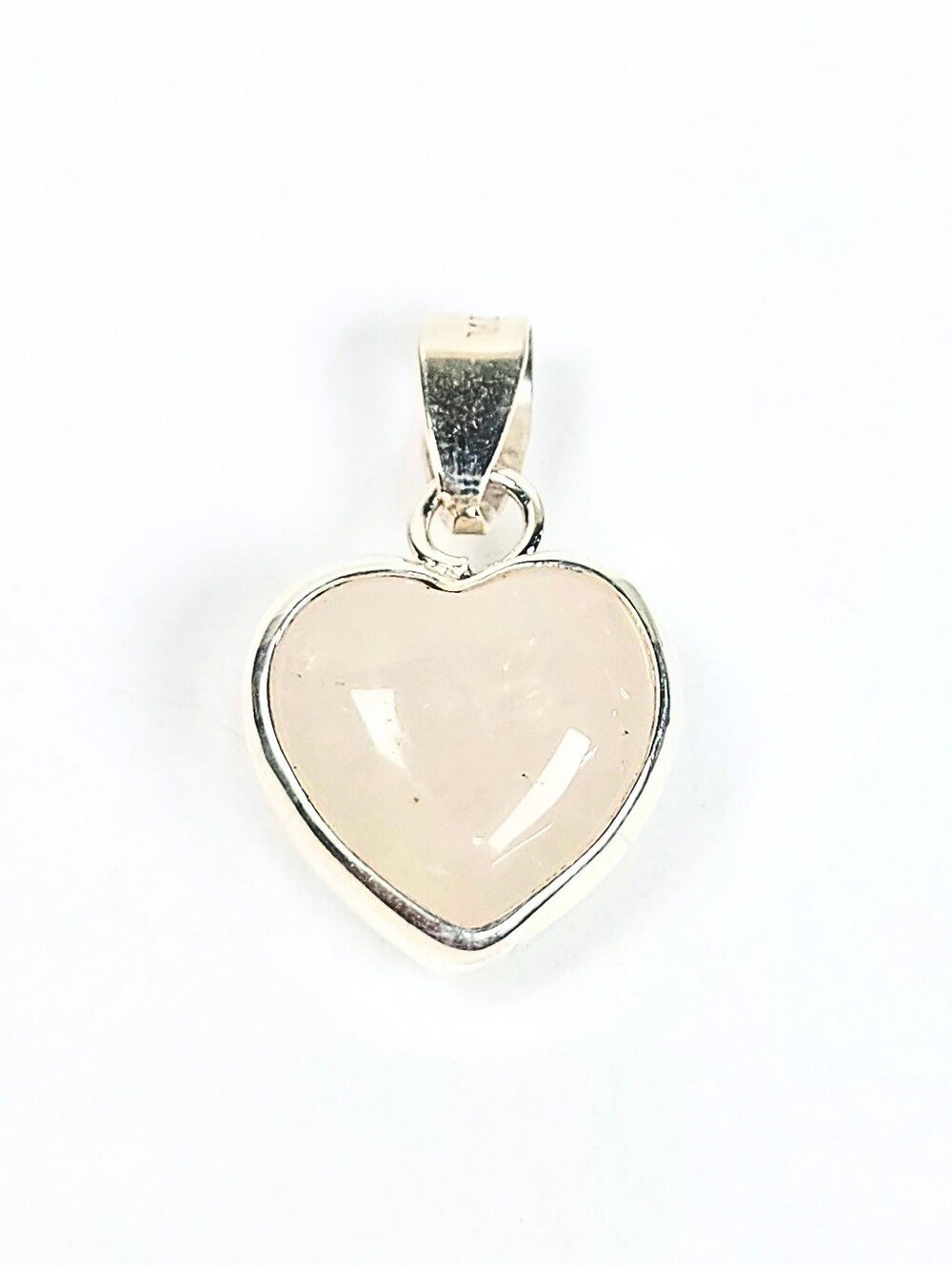 925 Sterling Silver White Quartz Heart Pendant Gemstone Necklace Charm 19.5mm